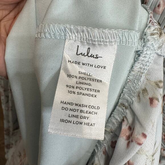 Lulus Cascading Crush Blue Floral Print Tiered Bustier Midi Dress Romantic Sz L - Picture 14 of 14